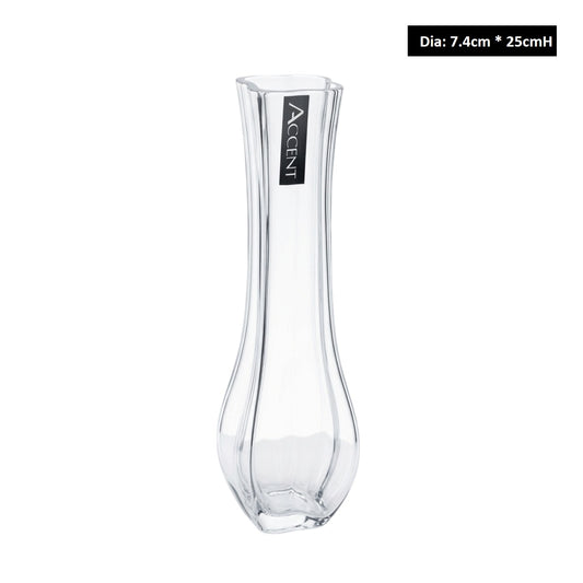 bulk 12 Glass Ribeed Vase 25cm