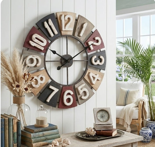 Retro Number Metal & Wall Clock 60cm