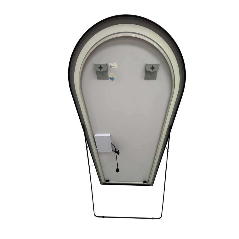 Full Length Arched LED Mirror 180cm x 80cm Freestanding Wall Mounted Black Frame Dimmable