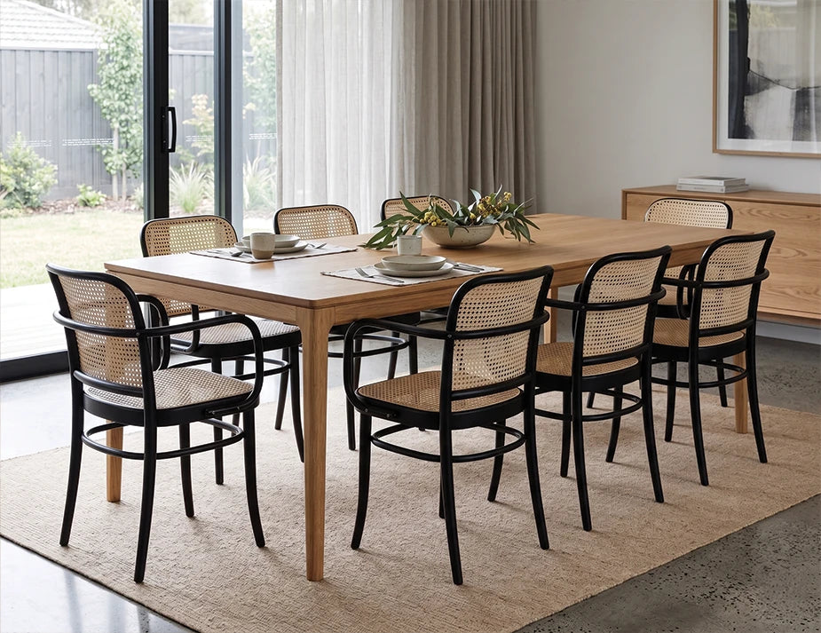 811 Hoffmann Armchair - Black Stain - Cane Seat - Cane Backrest - by TON