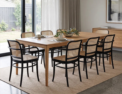 811 Hoffmann Armchair - Black Stain - Cane Seat - Cane Backrest - by TON