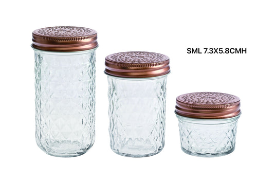 bulk 48 Diamond Look Glass Jar w/ Gold Lid Canister 7cm