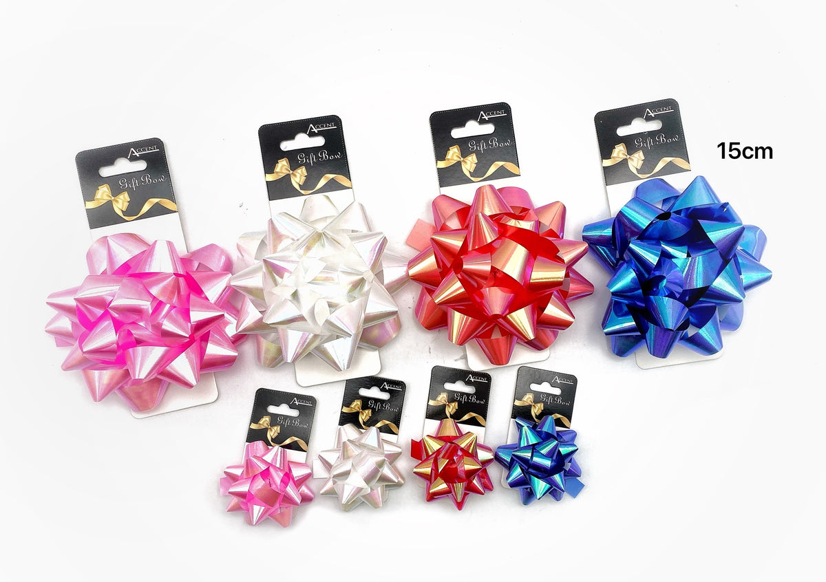 bulk 24 Iridescent Gift Bow 15cm Assort