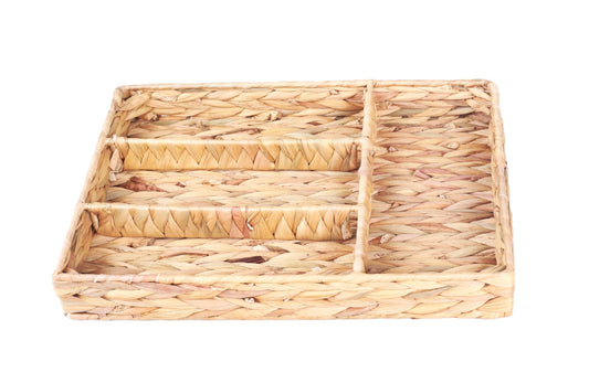 bulk 4 Natural Water Hyacinth Cutlery Tray 37cm