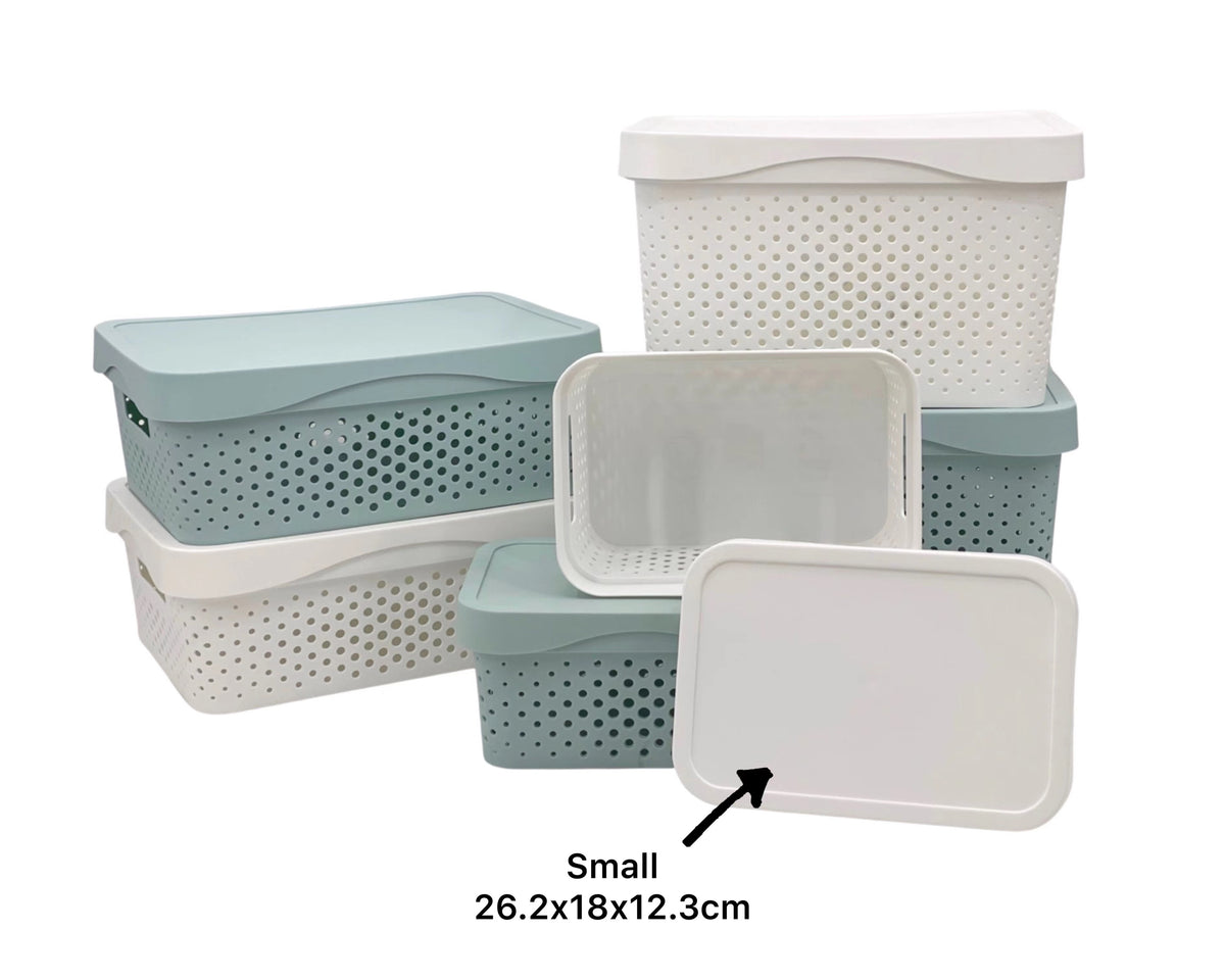 bulk 24 Storage Basket w/ Lid 26cm
