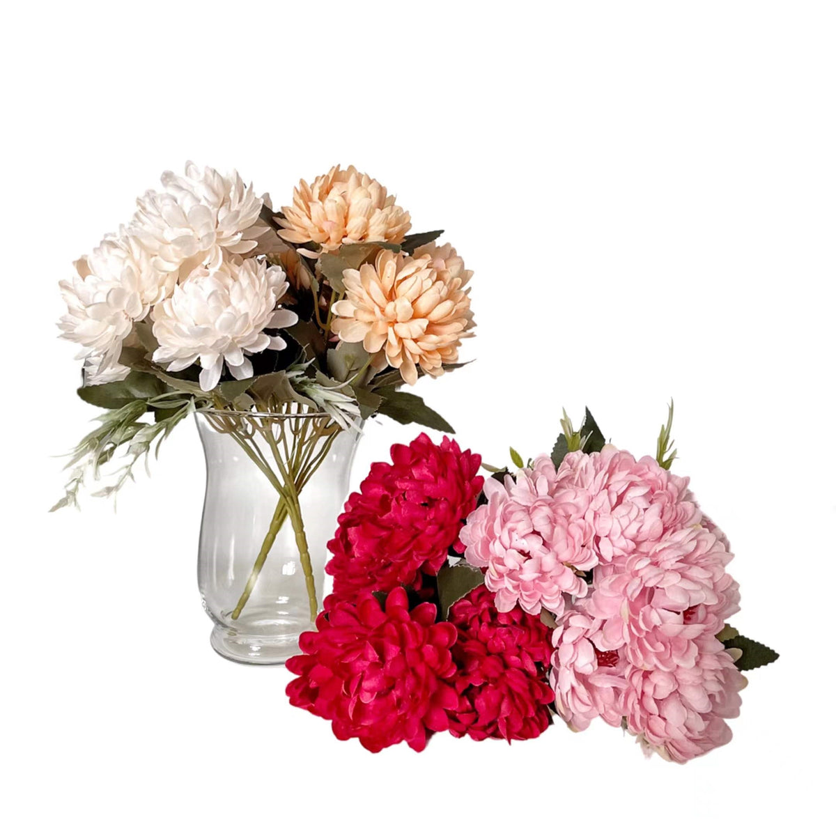 bulk 24 Artificial Chrysanthemum 7 Heads Assorted 10x31cm