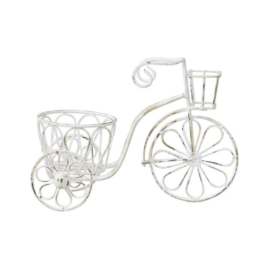 Distressed White Small Bicycle Planter 25x18cm - Image 3
