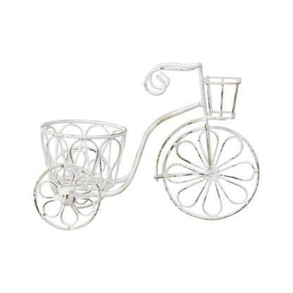Distressed White Small Bicycle Planter 25x18cm - Image 3