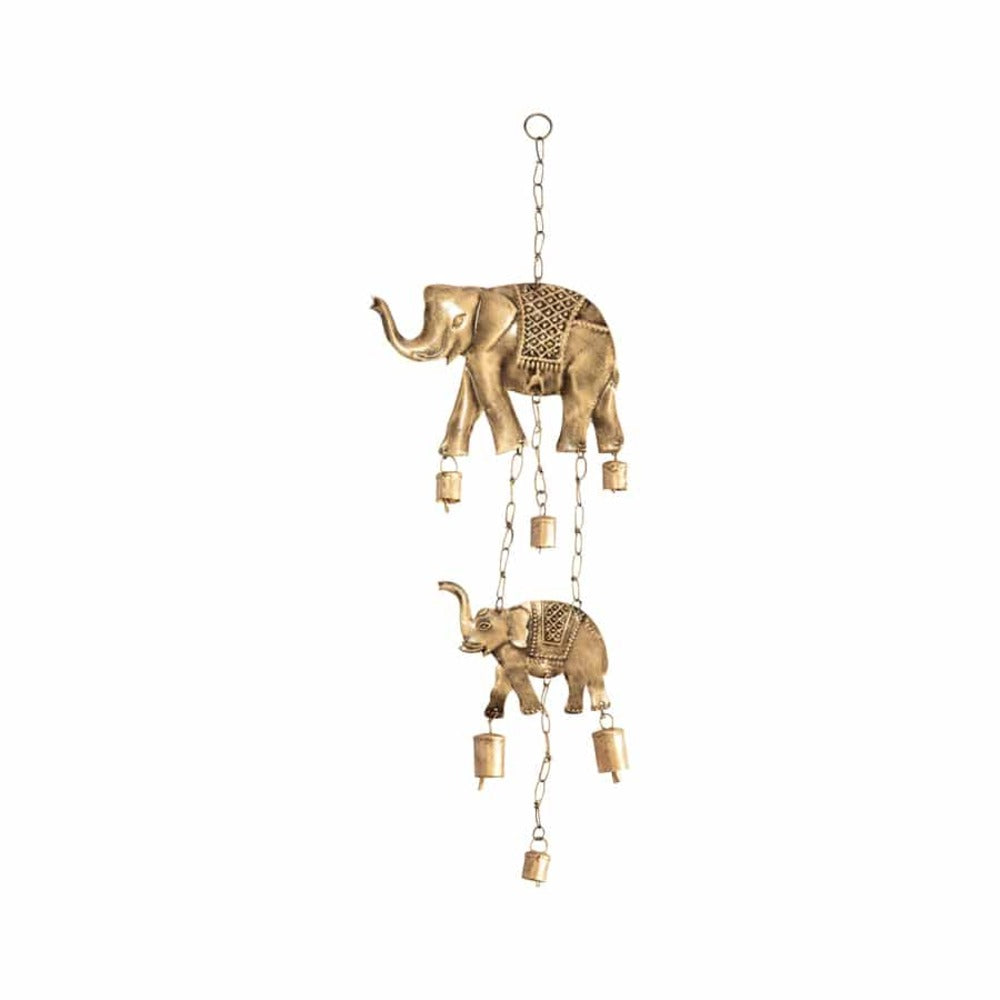 Handcrafted Hanging Chime w Lucky Elephants 72cm