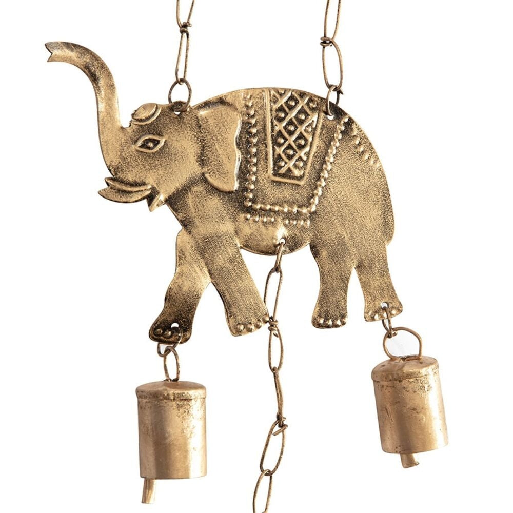 Handcrafted Hanging Chime w Lucky Elephants 72cm - Image 2