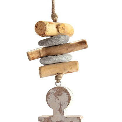 Handcrafted Hanging Distressed White Anchor 12x52cm