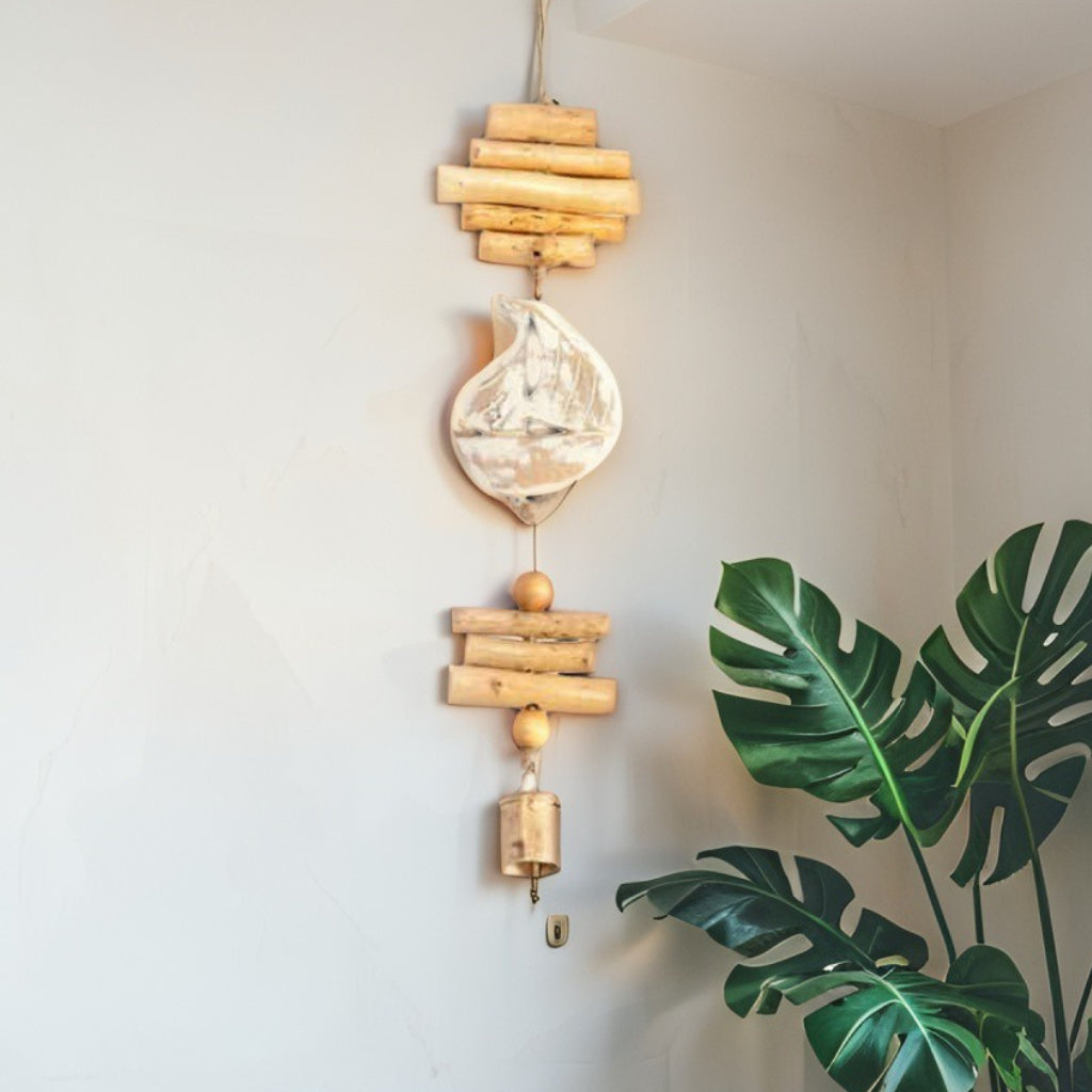 Handcrafted Hanging Distressed White Boat 12x60cm