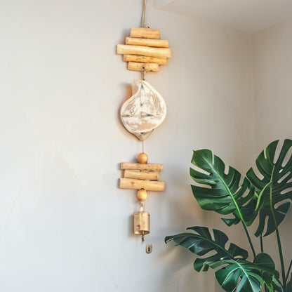 Handcrafted Hanging Distressed White Boat 12x60cm