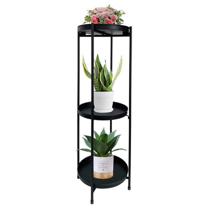 Round Black 3 Shelf Display / Plant Stand 24x81cm - Image 2