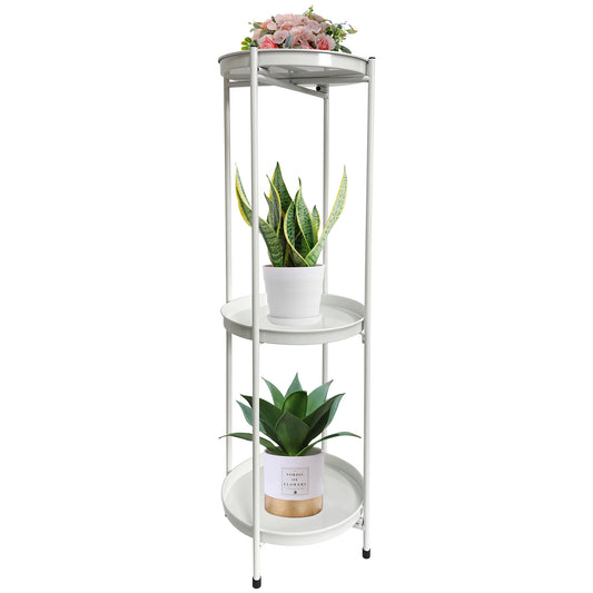 Round White 3 Shelf Display / Plant Stand 81cm