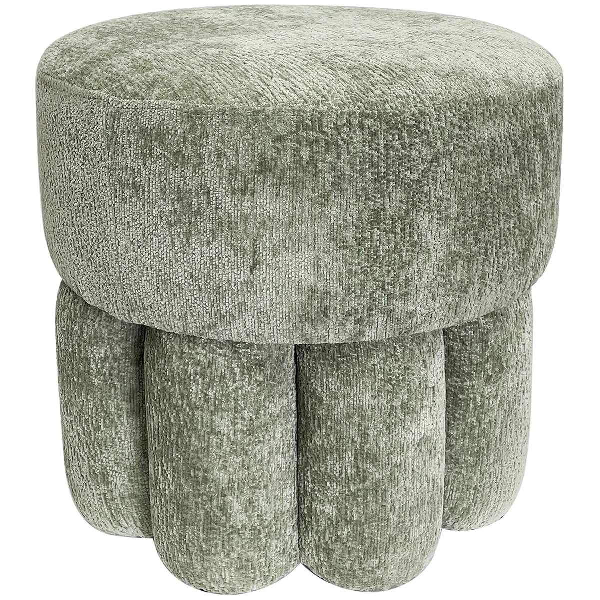 Plush Sage Fabric Ottoman / Stool 45cm