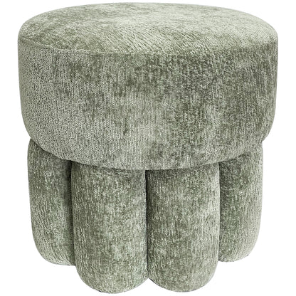 Plush Sage Fabric Ottoman / Stool 45cm