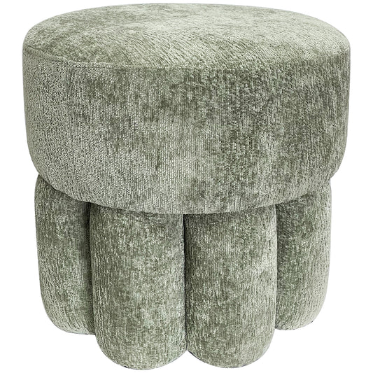 Plush Sage Fabric Ottoman / Stool 45cm