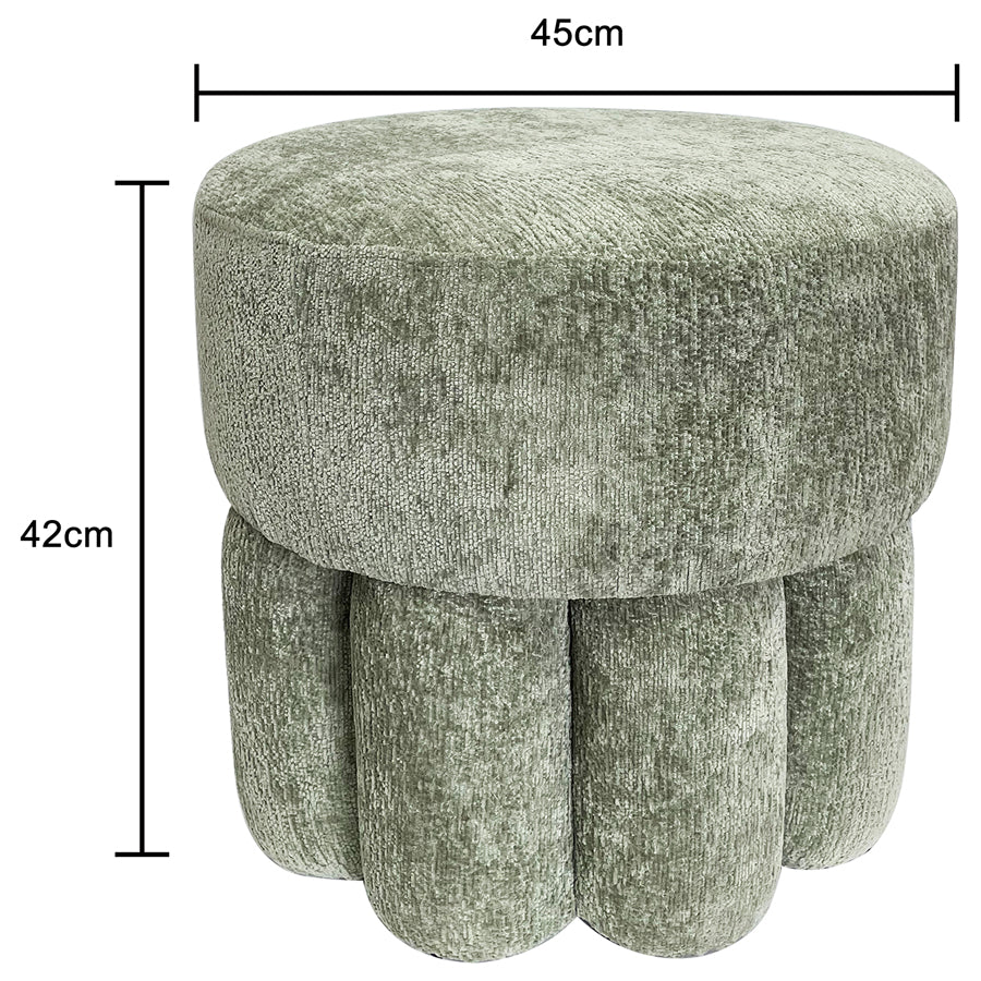 Plush Sage Fabric Ottoman / Stool 45cm - Image 2