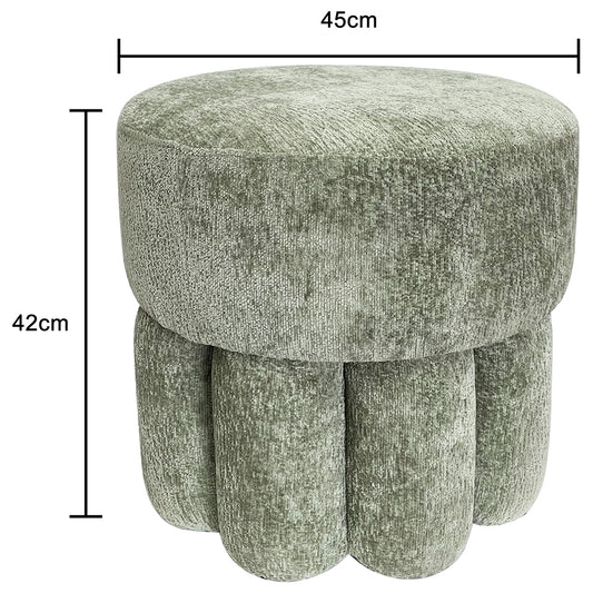 Plush Sage Fabric Ottoman / Stool 45cm - Image 2