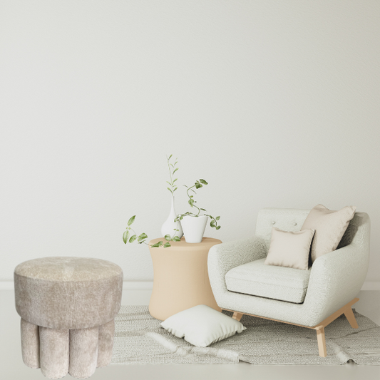 Plush Oat Fabric Ottoman / Stool 45cm - Image 2