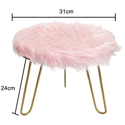 Faux Fur Shaggy Pink 3 Legged Child Stool / Footstool 30cm - Image 2