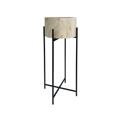 Natural Wood Potplanter on Cross Legged Stand 66cm - Image 4