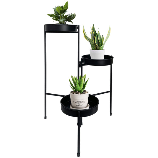Three Tier Black Folding Plant / Display Stand 61cm