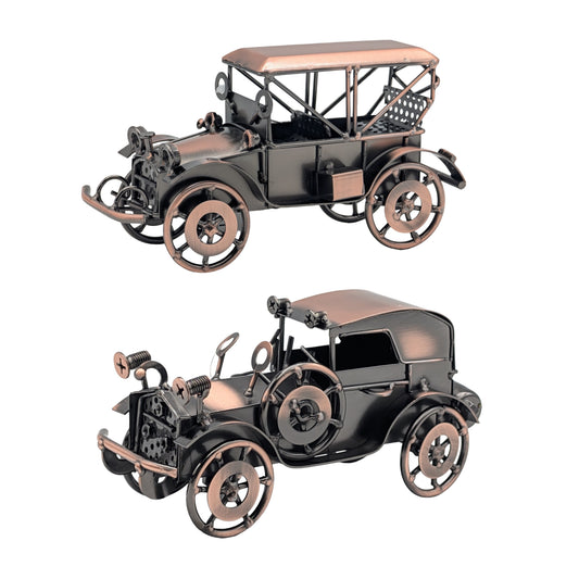 Set 2 Metal Retro Classic Car 21cm