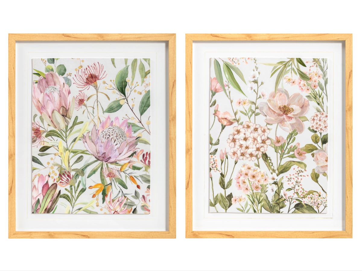 Set 2 Floral Framed Wall Art 50cm