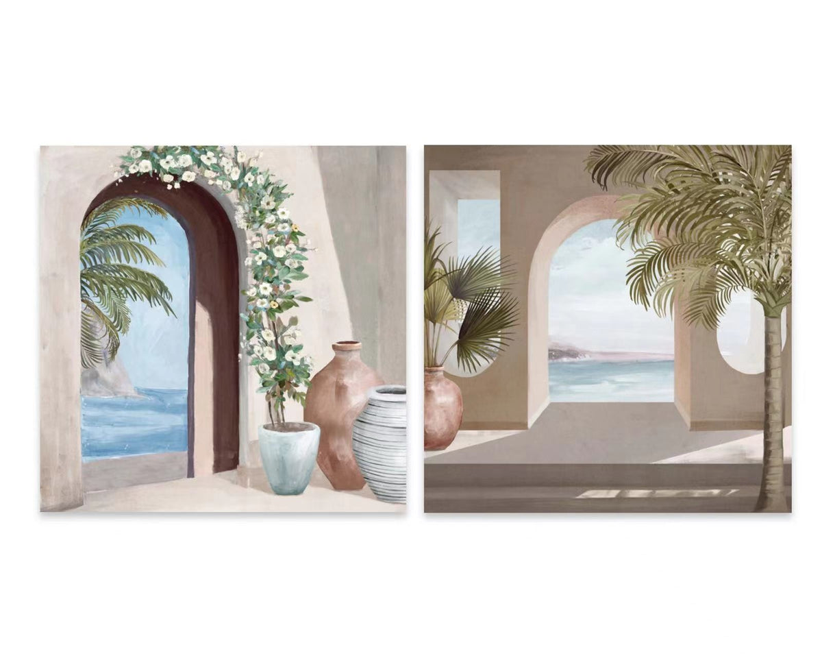 Set 2 Palm House Wall Art 60cm