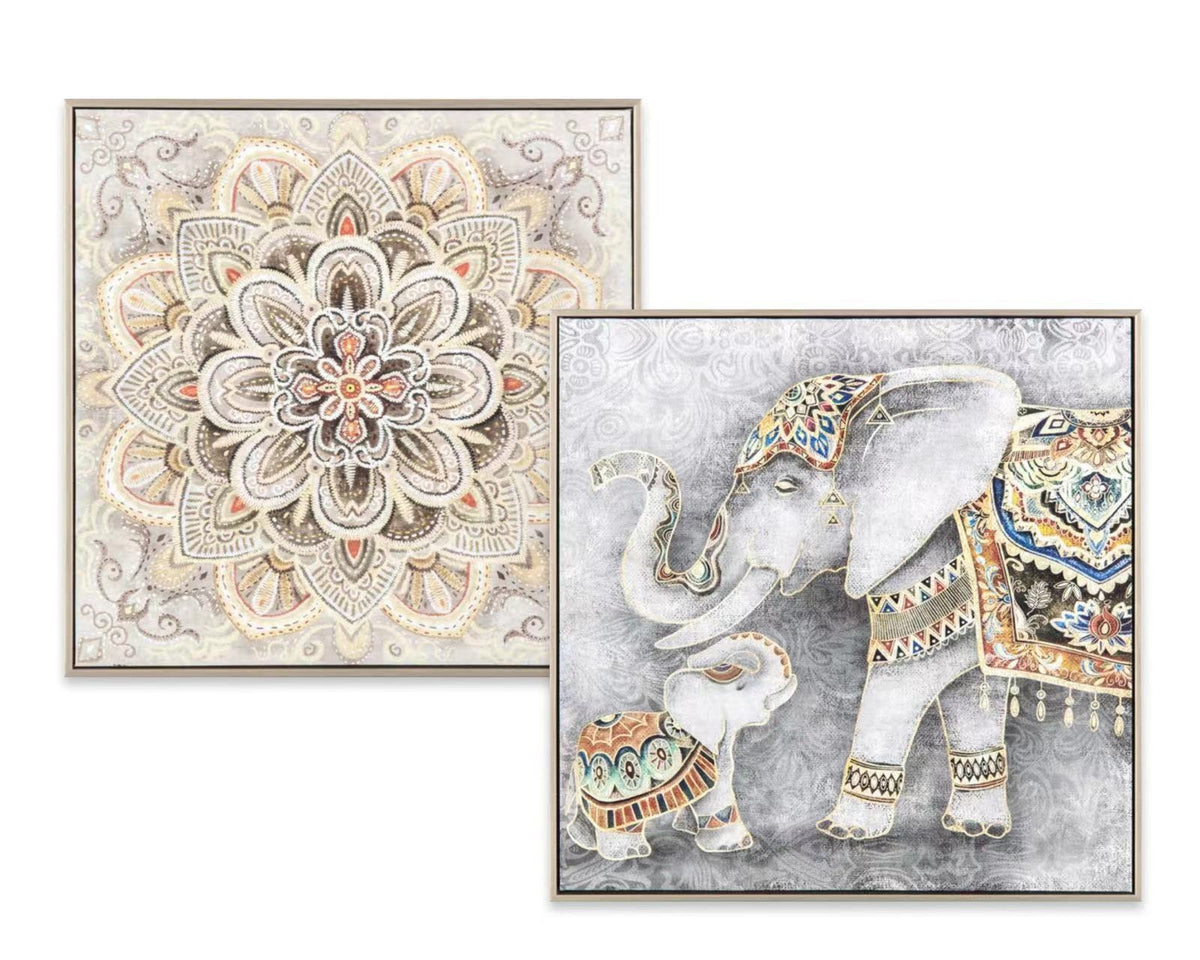 Set 2 Elephant Wall Art 60cm