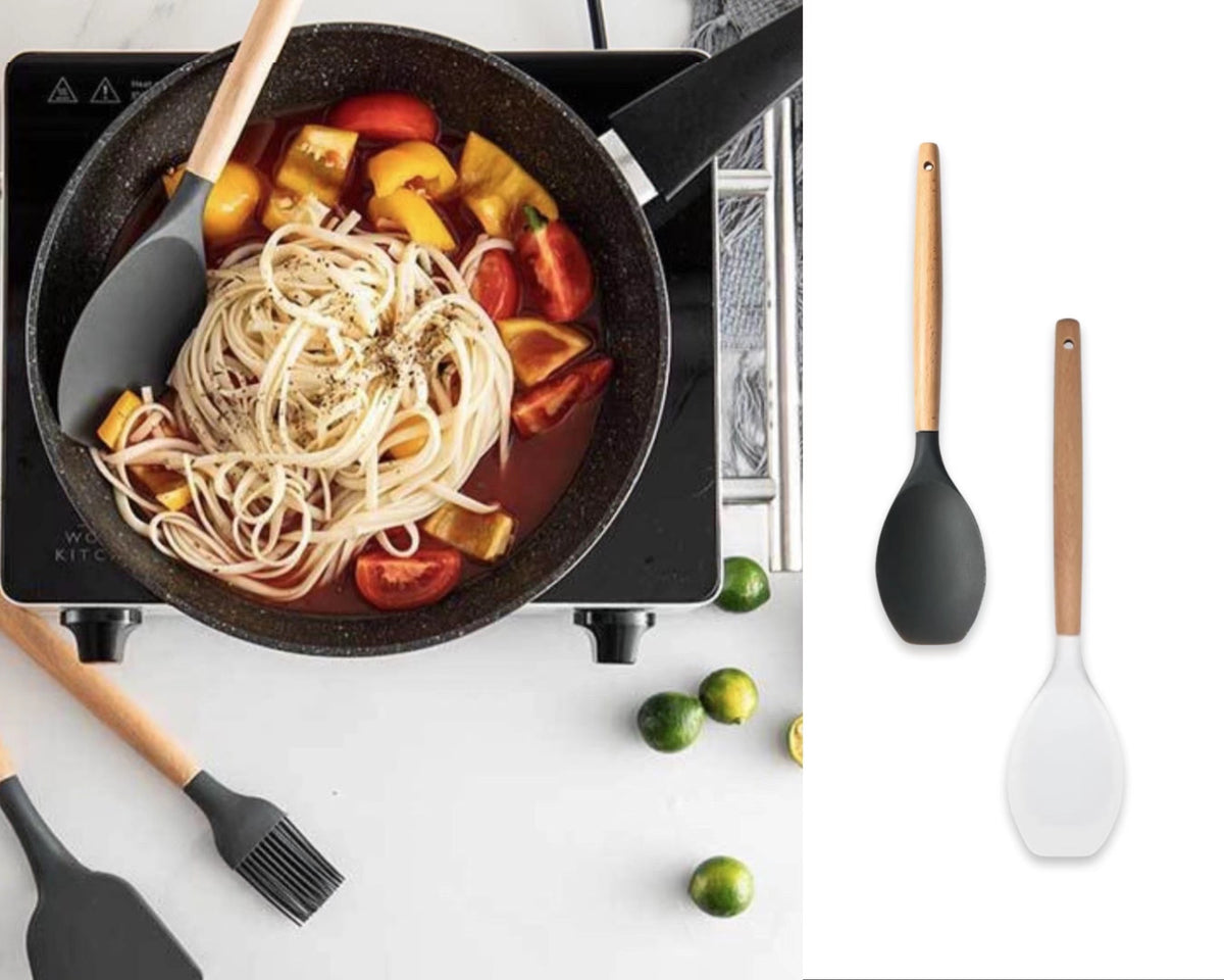 Bulk 24 Accent Silicone Spoon Spatula 32x6.7cm 2 Asst