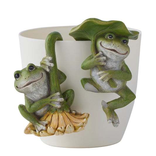 Set/2 Asst Frogs w/ Lilies Pot Hangers