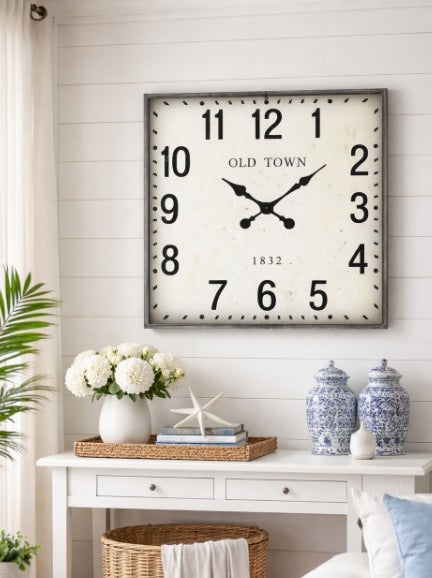 Square Iron Wall Clock 68cm