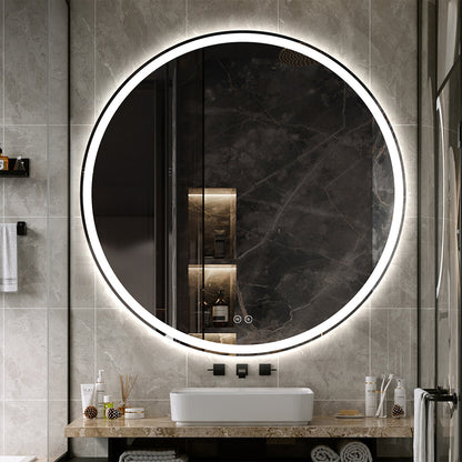 Round LED Mirror 90cm Frosted Defogger Dimmable 25mm Strip