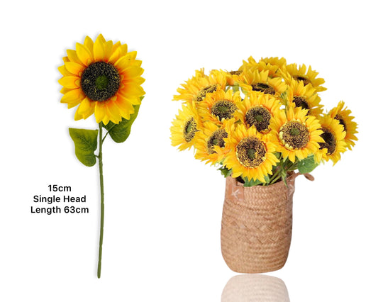 bulk 24 Artificial Sunflower Single Head 63cm