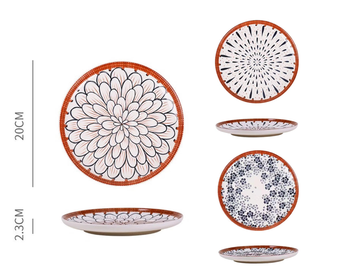 bulk 18 Oriental Special Glazed Round Plate 20cm