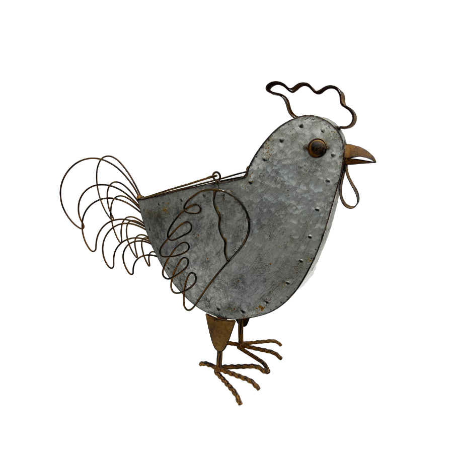 Rustic Chicken Planter Holder w/ Handle 55x46cm
