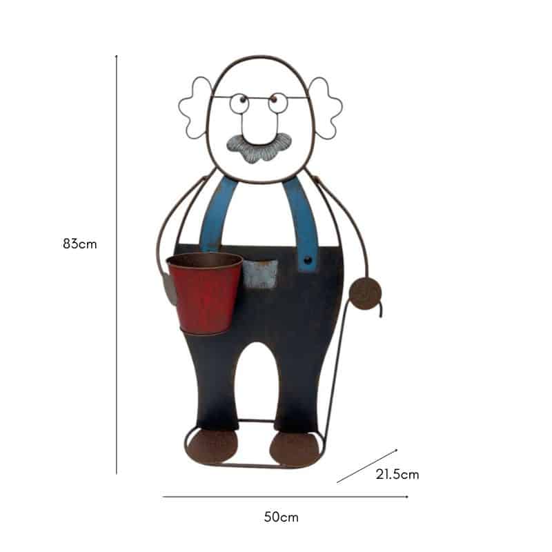 Colourful Grandpa W Flower Pot 83cm