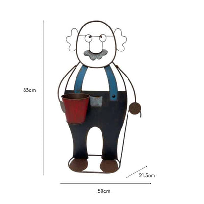 Colourful Grandpa W Flower Pot 83cm