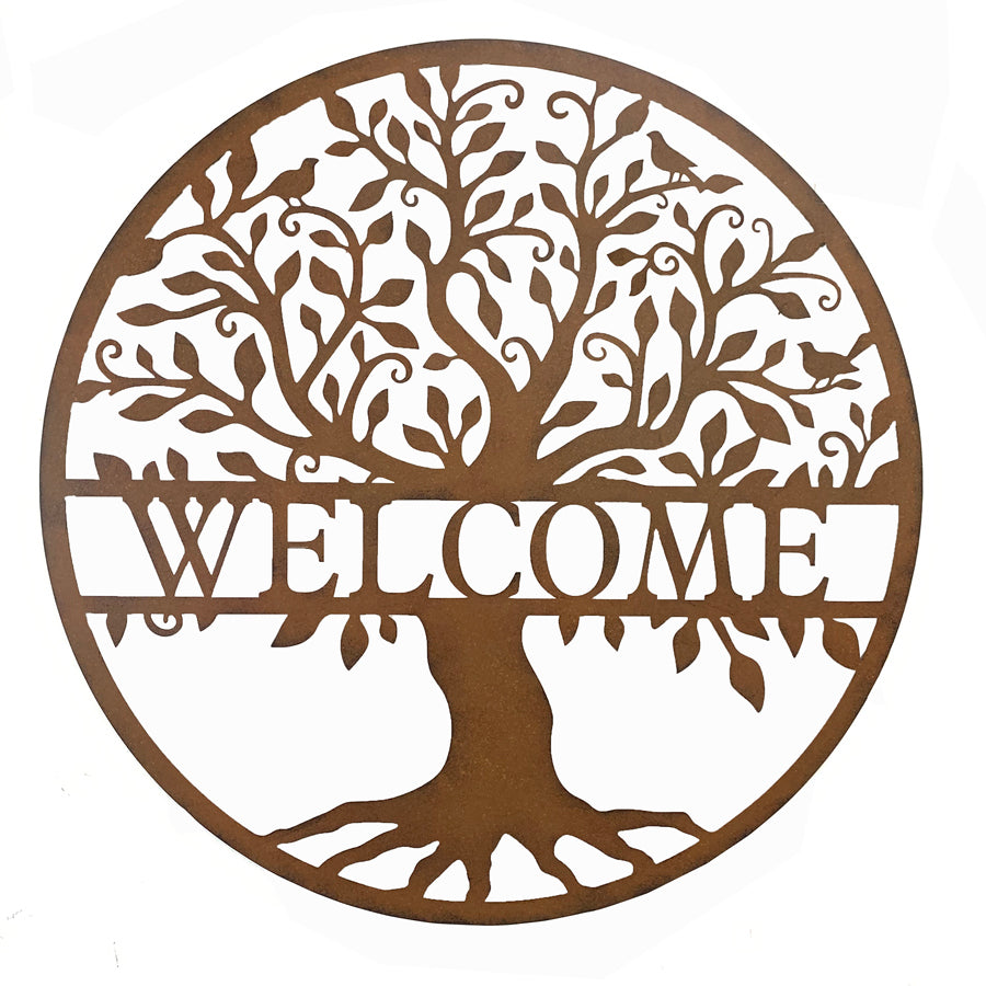 Laser Cut Round Welcome Tree of Life Wall Art 80cm