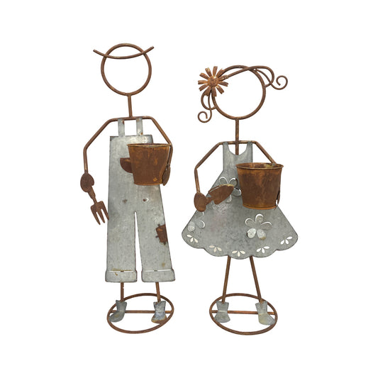 Set 2 Asst Farm Kid Planters 29x82cm - Image 2