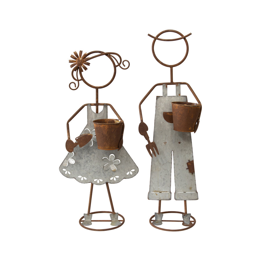 Set 2 Asst Farm Kid Planters 29x82cm - Image 3