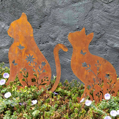 Set 2 Rust Sitting Cat Garden Stakes 37x46cm - Image 4