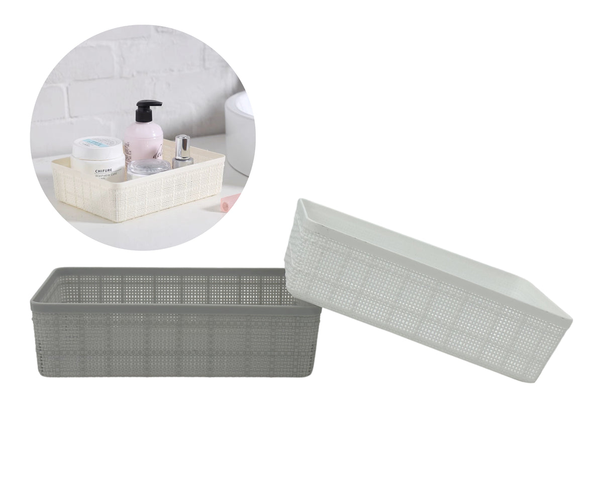 Bulk 24 Plastic Rect Storage Tray 23.5x17x6.5cm 2 Asst