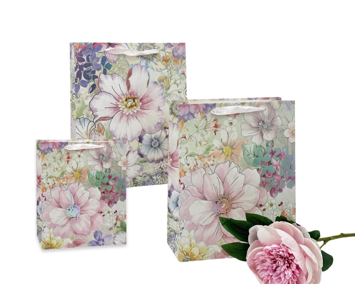 bulk 24 Medium Flower Forest Foiled Gift Bag3cm