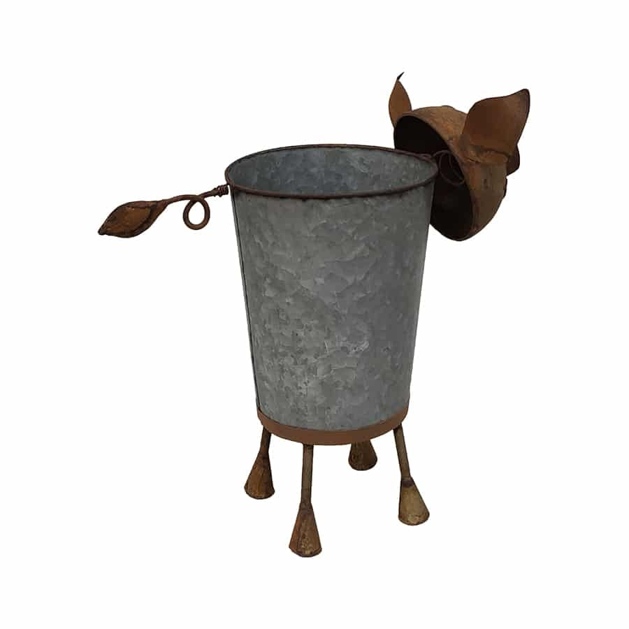 Rusty Pig Planter w Galvanise Pot 36cm - Image 3
