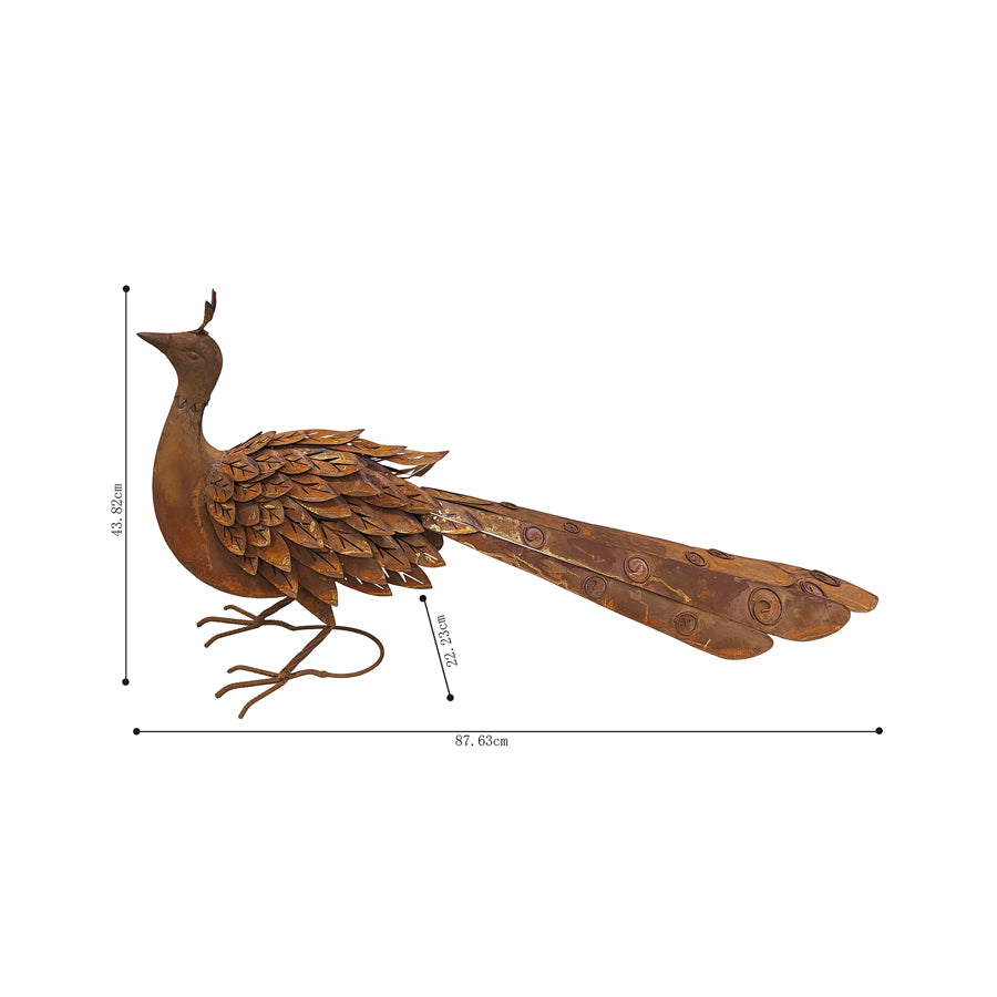 Rust Peacock Garden Statue 88x44cm - Image 4