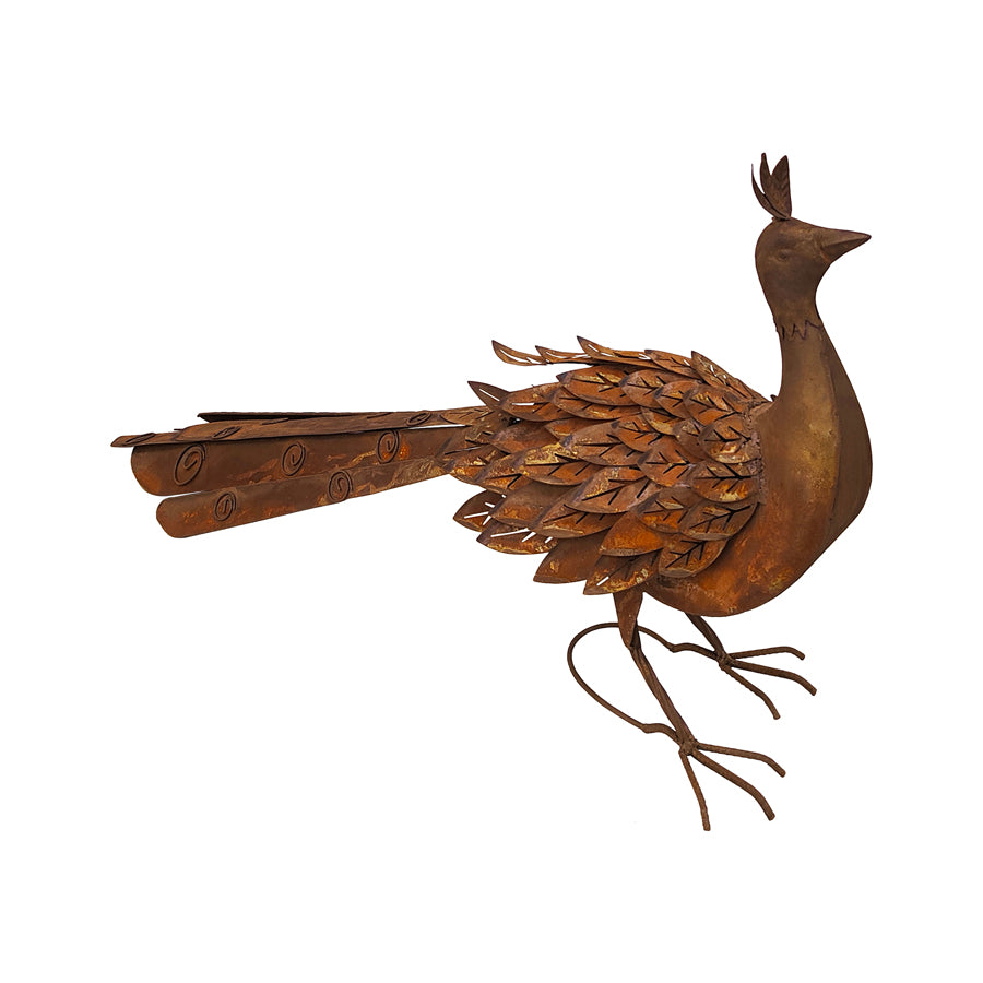 Rust Peacock Garden Statue 88x44cm - Image 2